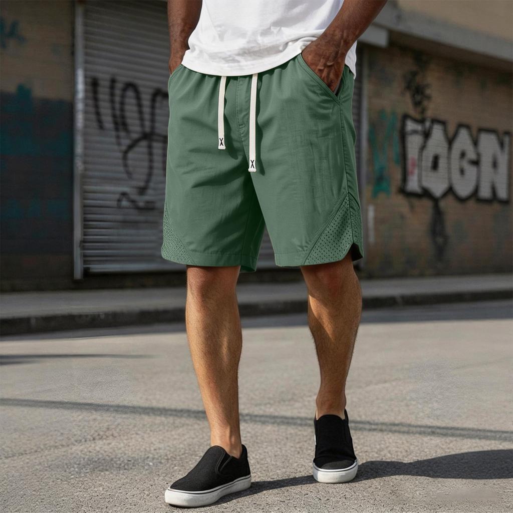 Men's Summer Loose Fit Casual Sports Shorts Drawstring Waist Straight Leg Breathable Lightweight Athletic Shorts for Outdoor Activities