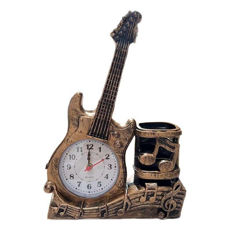 Guitar Alarm Clock with Pen Holder Creative Desktop Ornament Clock Pen Socket Clock Student Gift Birthday Gift Creation