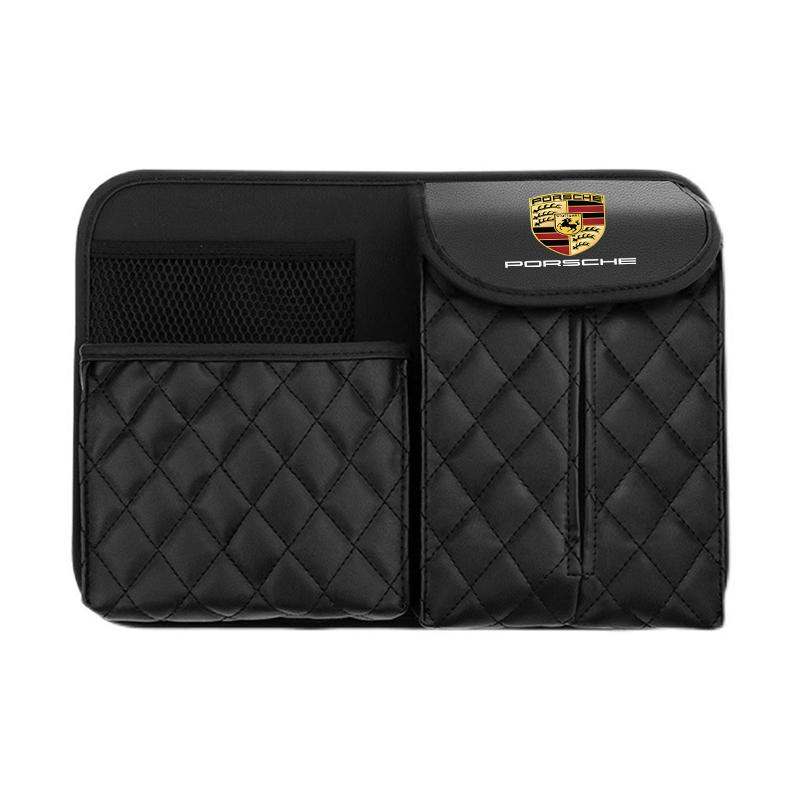 

Car Seat Back Storage Bag Hanging Drawer Car Tissue Box For Porsche Cayenne Panamera Macan 911 718 Taycan Boxster Cayman 918 чёрный
