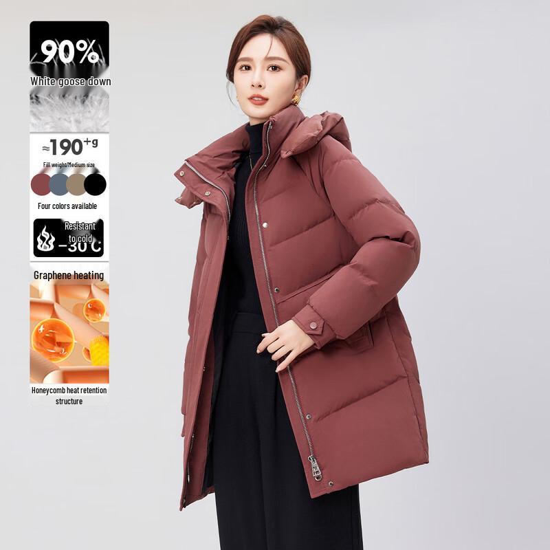 Women's Elegant Mid-Length Goose Down Winter Coat