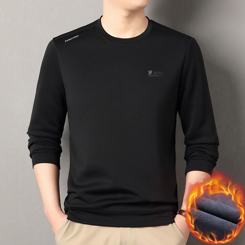 New Fashion Fleece-Lined Men's Sweatshirt: Winter-Ready, Skin-Friendly, Comfortable Long-Sleeved T-Shirt