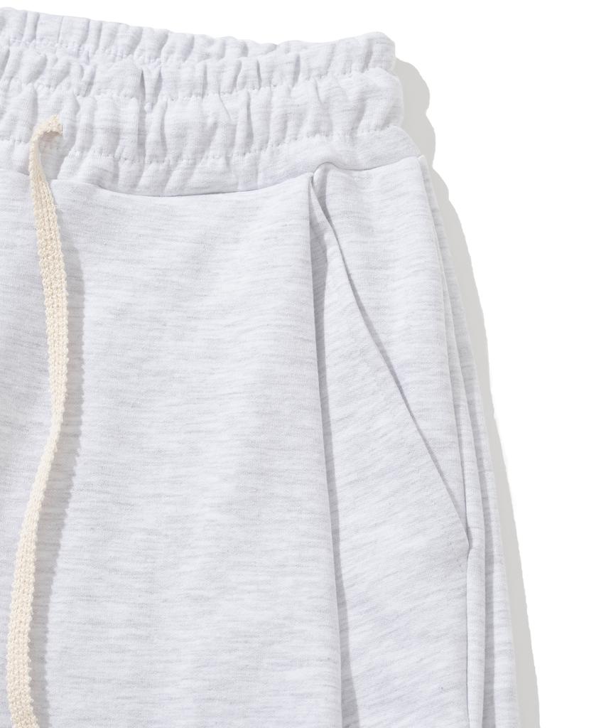 KNITTED Curved Training Pants Melange White
