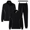 Men's Plus Size Cotton Sportswear Set: Stand Collar Jacket & Crew Neck Sweatshirt, Two or Three Piece Casual Set
