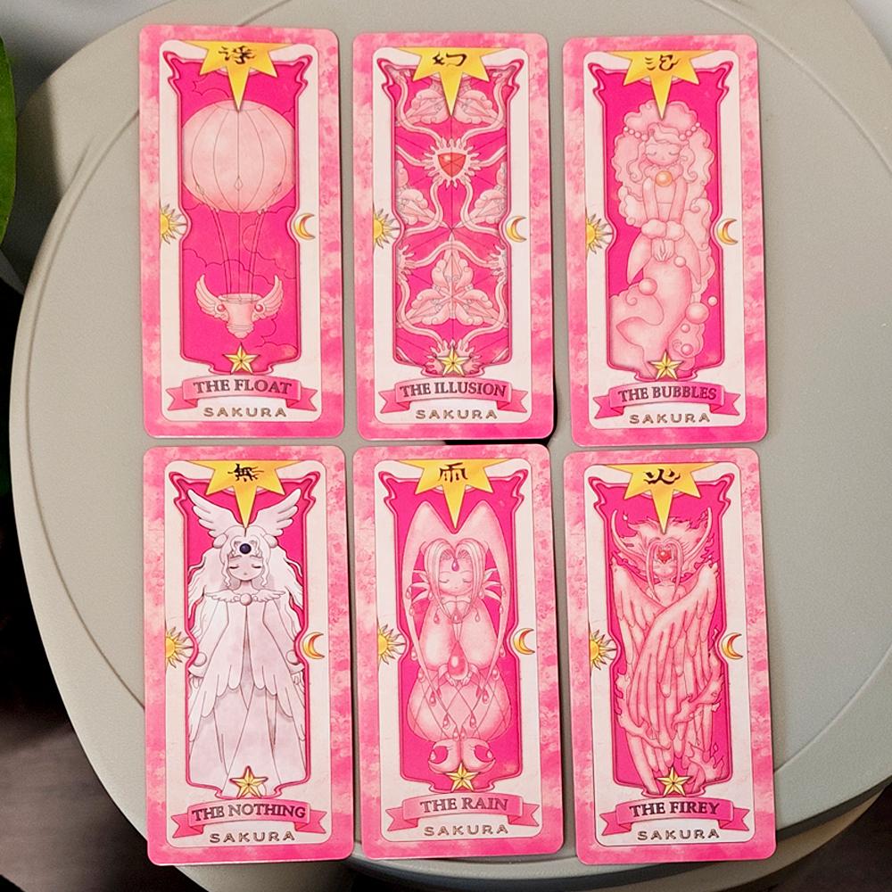 11x5.5cm Cardcaptor Sakura Tarot Deck - Complete 56 Card Set | Pink Sakura Edition for Fans & Cosplay