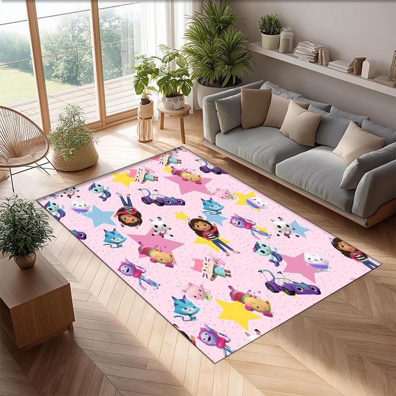 Gaby Dollhouse Printed Crystal Velvet Area Rug, Soft Anti-Slip Water Absorbent Floor Mat for Living Room Bedroom