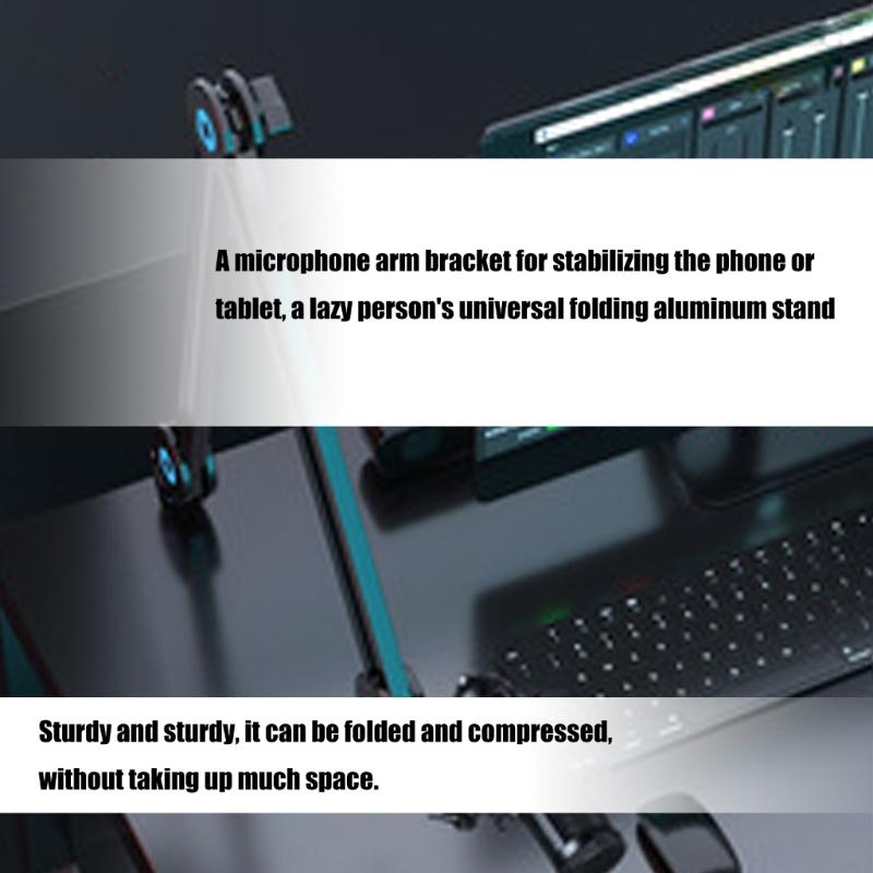 Foldable Portable Aluminum Mic Boom Stand Shake Proof Design Compatible for Smartphones Tablets Podcast Studio Use