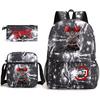 Demon Slayer Anime Print School Backpack Set 3Pcs Include Backpack Shoulder Bag Pencil Case for Boys Girls Students