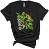 Leprechaun reitet auf einer American Shorthair Katze Niedlich Cool St