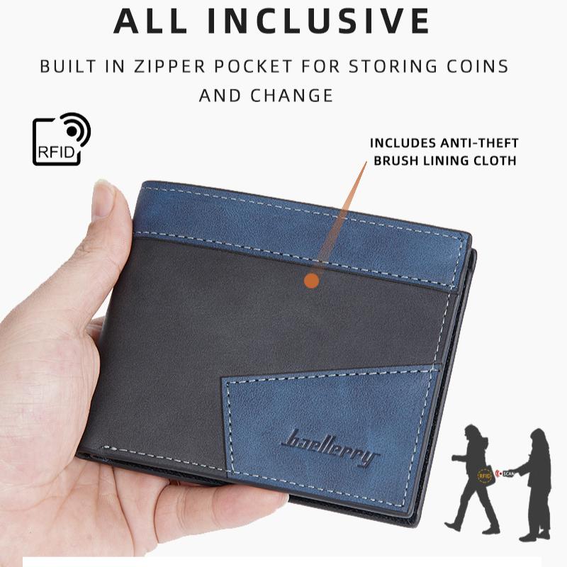 Baellerry Men's Short Horizontal RFID Protection Wallet Fashion Patchwork Billfold Coin Purse