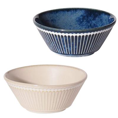 Minoru Pottery Mino Ware Albee 105er-Pack Schüsseln, 2-Farben-Set (MarineblauBeige)