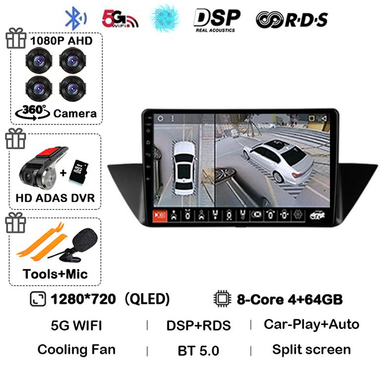 10"Android 14 Auto CarPlay For BMW X1 E84 2009 2010 2011 2012 Car Radio Multimedia Video Players Gps Navigation Stereo Head Unit