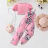Floral Print Romper Suit for Girls Casual Fashion Suit for Children
