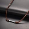 Richsteel Men's Necklace Chain, 3mm Wide, 50cm, Brown Leather, Waxed Cord for Pendants, Waterproof, Simple Design, Unisex