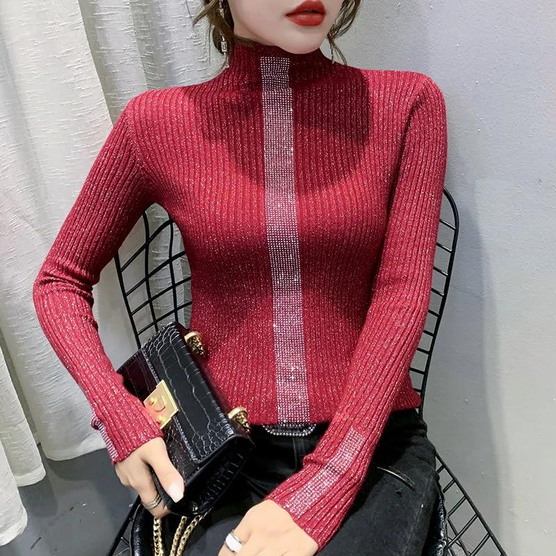 Women's Fall and Winter Knitted Half-high Neck Bottoming Shirt Slim Pullover Sweater