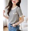 Small Fragrance Style Texture Short-sleeved Women's T-shirt In Spring New Exquisite Design Niche Round Neck Top