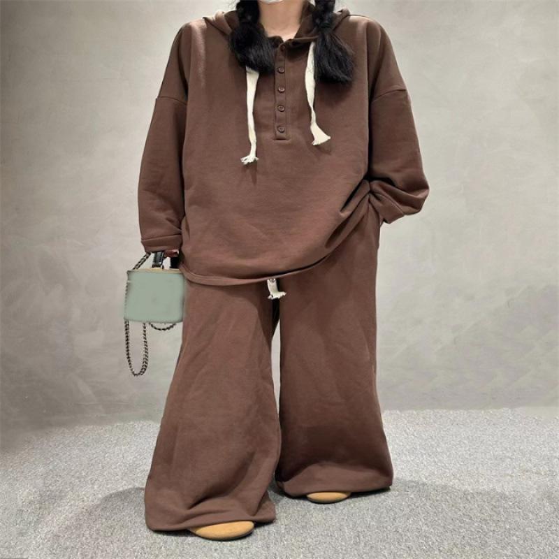 

2025 Plus Size Women s Wide Leg Pants Suit - Autumn/Winter Casual Two-Piece Set M