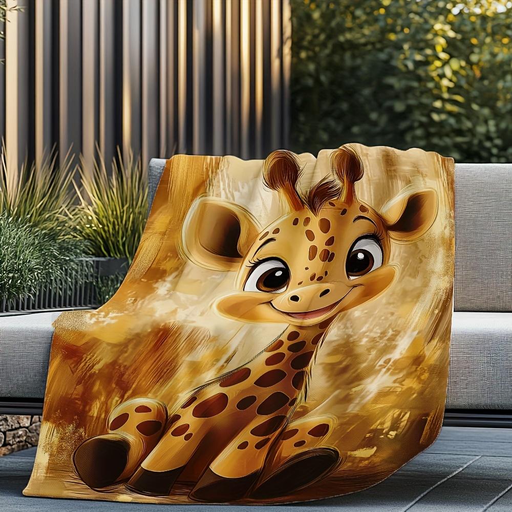 Cute Giraffe Fleece Blanket, Suitable for All Seasons, Portable for Napping, Perfect for The Office, Sofa, Bed, And Car