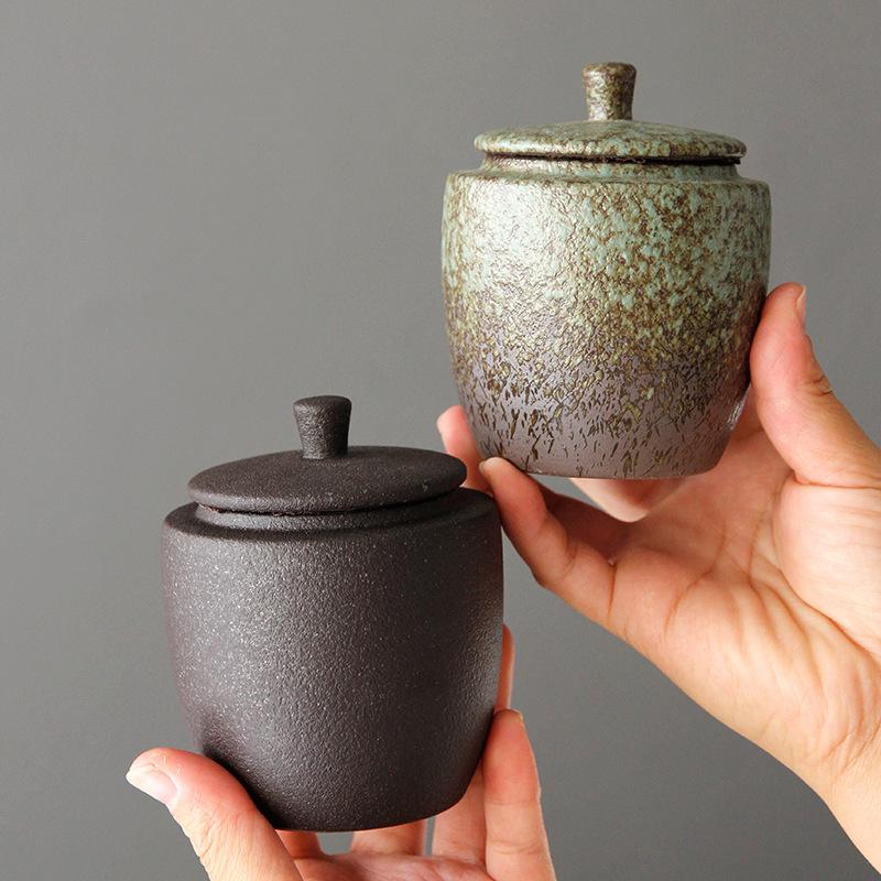 Vintage Ceramic Tea Canister Kitchen Sealed Container Multi-Functional Portable Jar for Candy Nuts Coffee Beans Herbs Storage