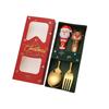 Christmas, Stainless Steel Spoon and Fork Set Santa Spoon Fruit Fork Tableware Gift Box