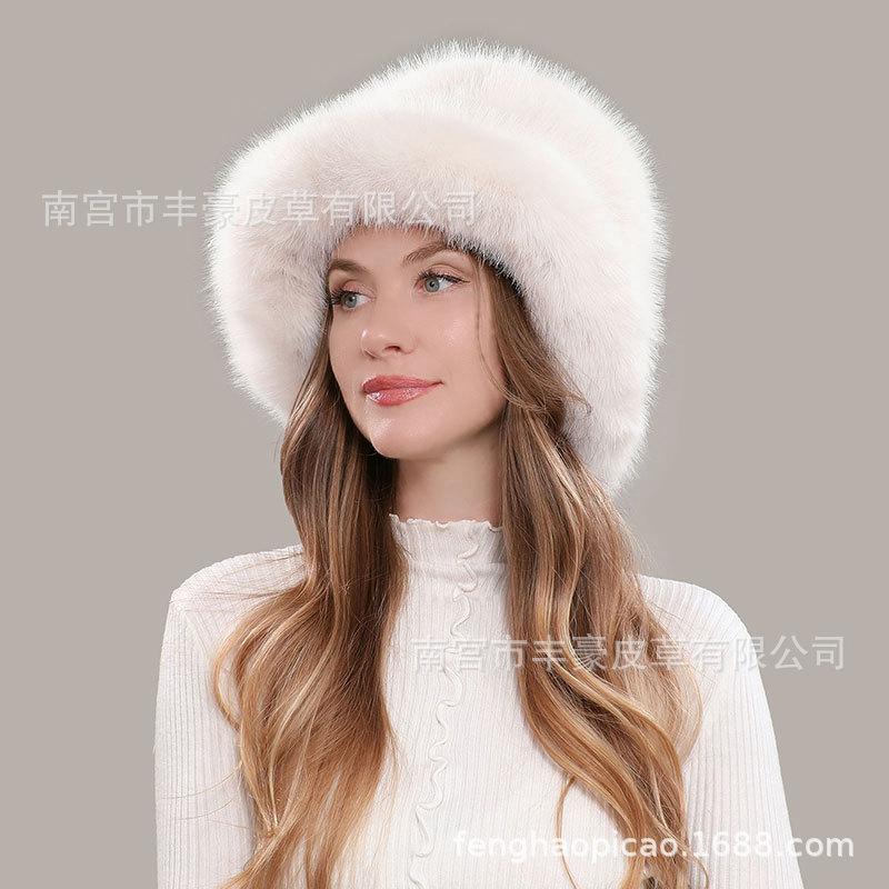Women Winter Thick Warm Faux Fur Bucket Hat Fluffy Fashionable Ear Flaps