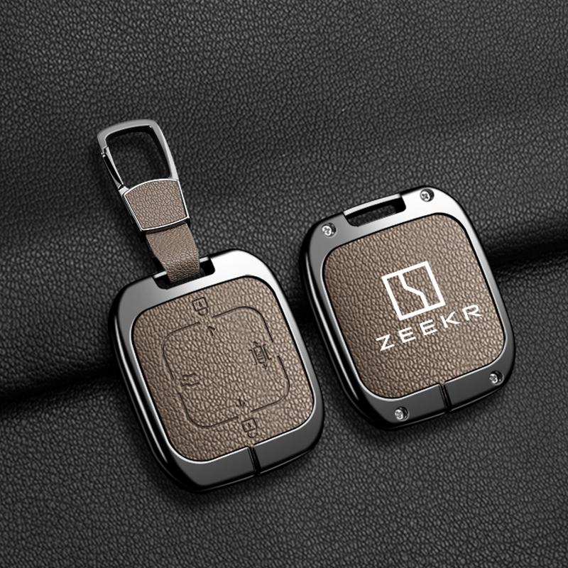 Interior Mouldings For Zeekr 7X 2024 2025 Zinc Alloy Leather Car Remote Key Case Cover Fob Protector Shell Holder Auto Keychain