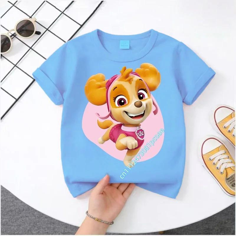 Summer PAW Patrol Children's Short-Sleeve T-Shirt Cartoon Chase Skye Print Boys and Girls Breathable Casual Top