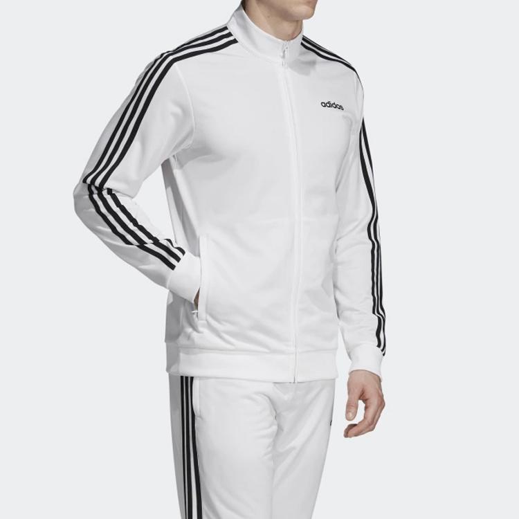 adidas Essentials 3-Stripes Tricot Track Jacket White Black Men's EB3989