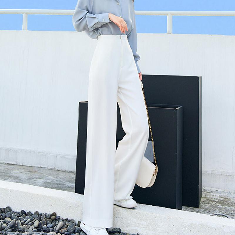 Women's Clothing New Comfortable Loose Simplicity Solid Color Pockets Zipper Elegant Fashion Casual Spring Summer Wide Leg Pants