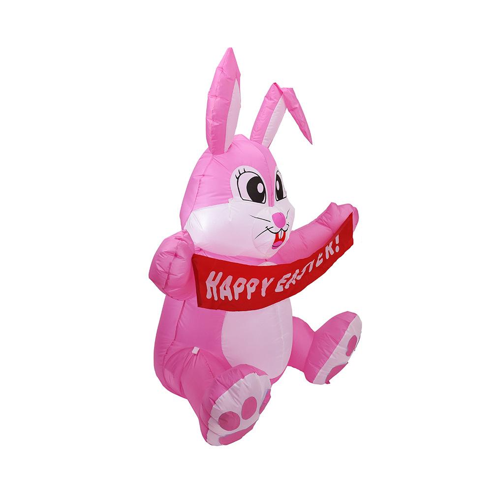 1.5M Inflatable Easter Bunny Pink LED Light Up Outdoor Decoration