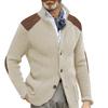 Men's Cardigan Color-Blocked Slim-Fit Stand-Collar Long-Sleeve Knitted Outerwear