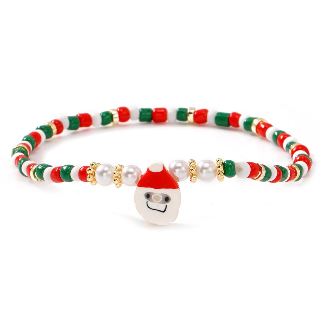 Versatile Christmas Bracelet: Red, Green, White Beads with 'MERRY' Letter, Bell, and Heart Elements