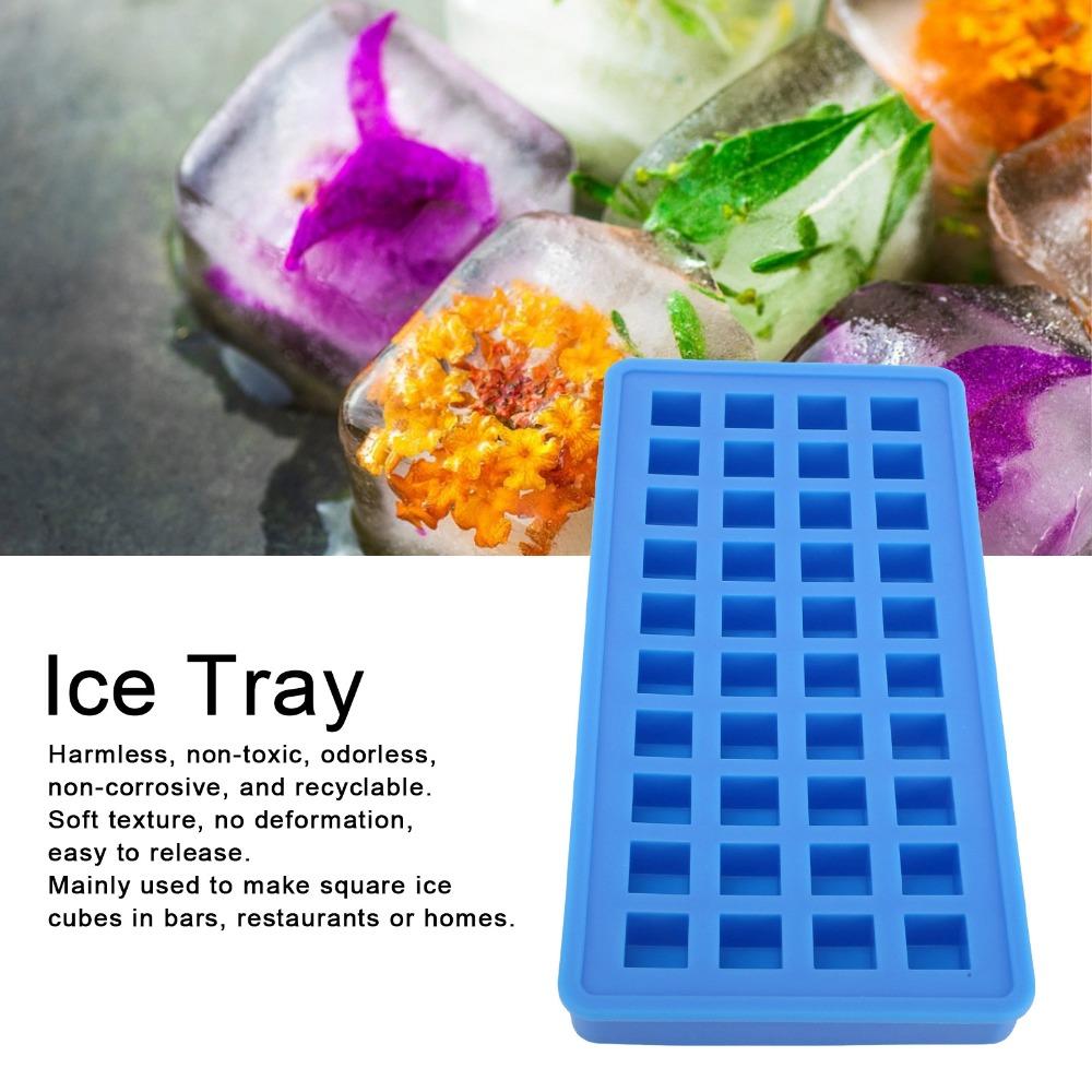 Reusable 40 Grids Ice Tray Square Shape Food Grade Silicone Candy Mold Dishwasher Safe Non Stick Ice Cubes Maker Kitchen