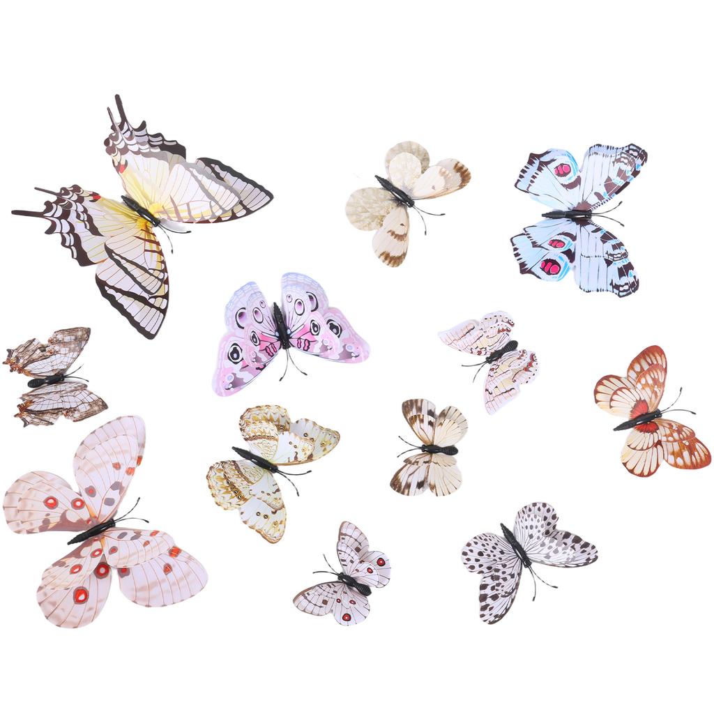12Pcs 3D Butterfly Wall Stickers Decor Butterflies for Wedding Decoration Magnet Fridge Decals Decoration Sticker Color Sticker