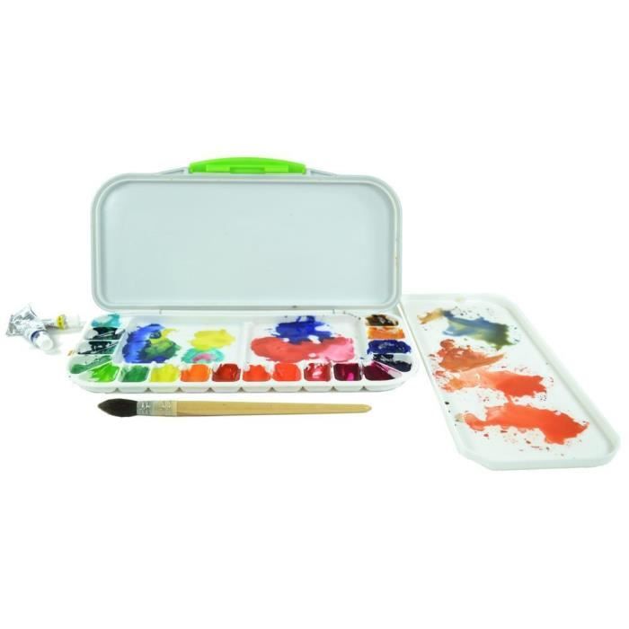 Palette d'aquarelle - OZ INTERNATIONAL - 18 compartiments - Hermétique - Solide - Compacte