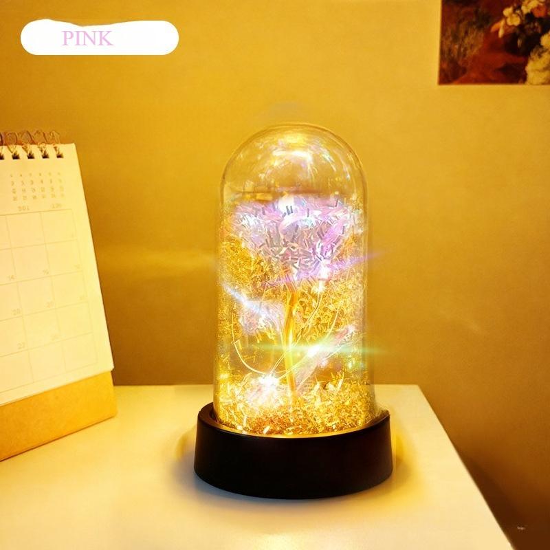 Led Light Foil Flower Artificial Rose Flowers Night Lamp Valentines Day Gift For Girlfriend Eternal Rose Wedding Decorative Gift
