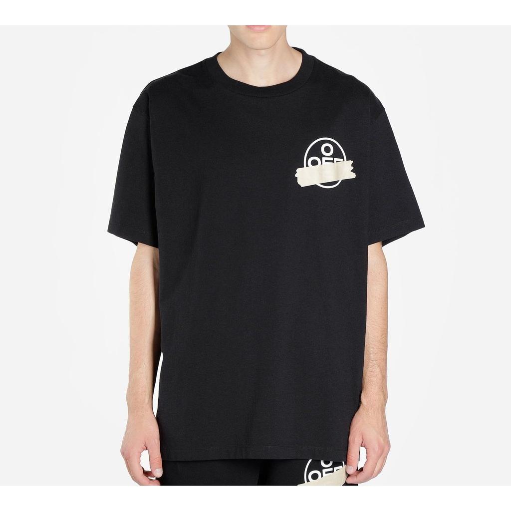 Off-White T-shirt Over Manches Courtes Flèches Ruban Noir Unisexe Hauts Noir Beige OMAA038R201850021048