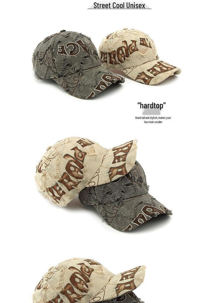 Spring Distressed Duckbill Baseball Cap - Versatile Streetwear Hat for Men & Women, Casual Sun Protection.