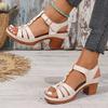 Chunky Heel Platform Roman Sandals for Women Lightweight Buckle Strap Casual Sandals Woman Summer Comfort Block Heeled Sandalias