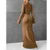Women's Slimming Lace-up Long Dress Set - Solid Color for Autumn/Spring