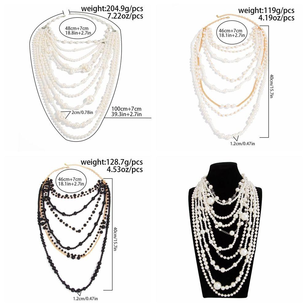 Baroque Pearl Sweater Chain Exaggerated Women's Clavicle Chain Multilayer Pearl Necklace Banquet