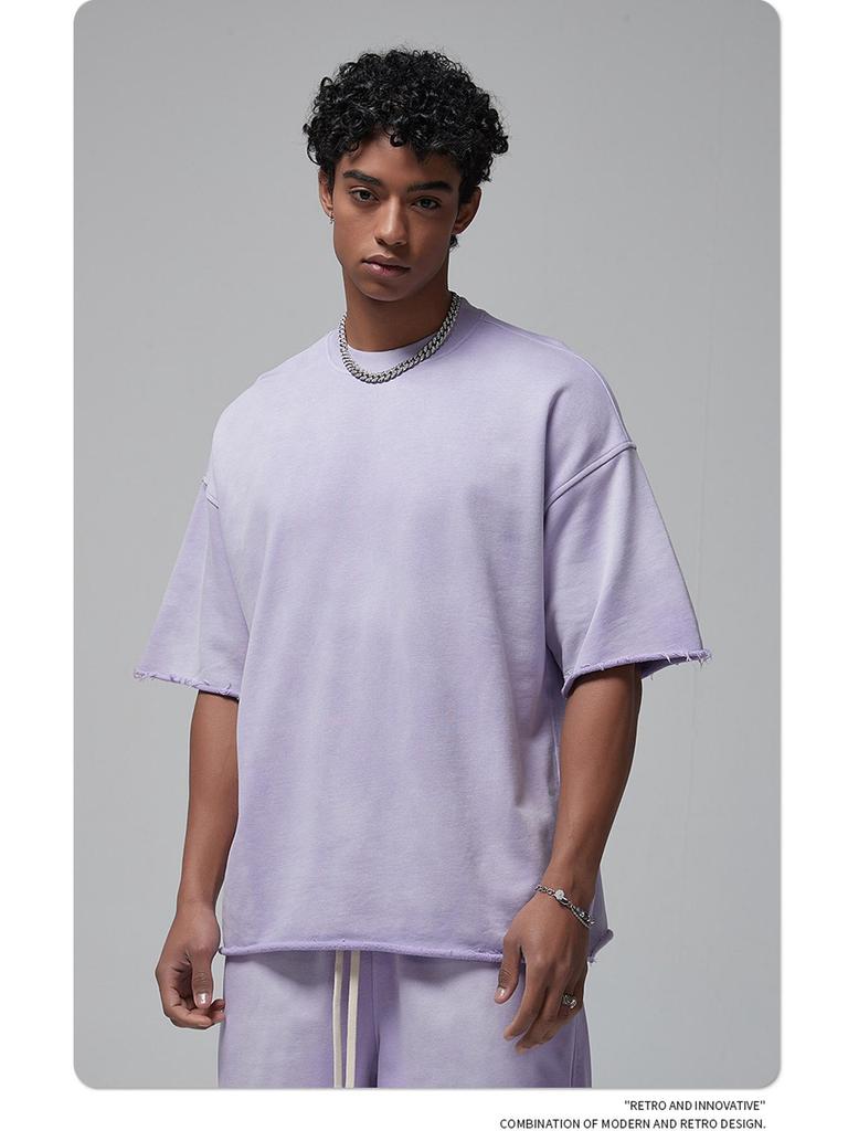 ARTIE Herren 2024 Sommer Spraygefärbtes Distressed Kurzarm-Shorts-Koordinationsset