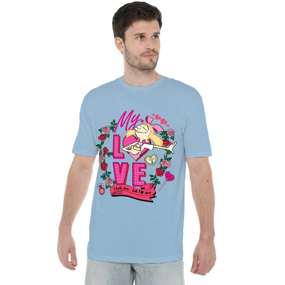 Hey Arnold Valentine S Day I Hate You But Love You T-Shirt Light Blue S