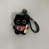 Adorable Big-Eyed Black and White Cat Plush Keychain Pendant