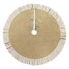 Christmas Tree Skirt, Natural Jute With Ruffle Edge, Rustic Xmas Holiday Decoration