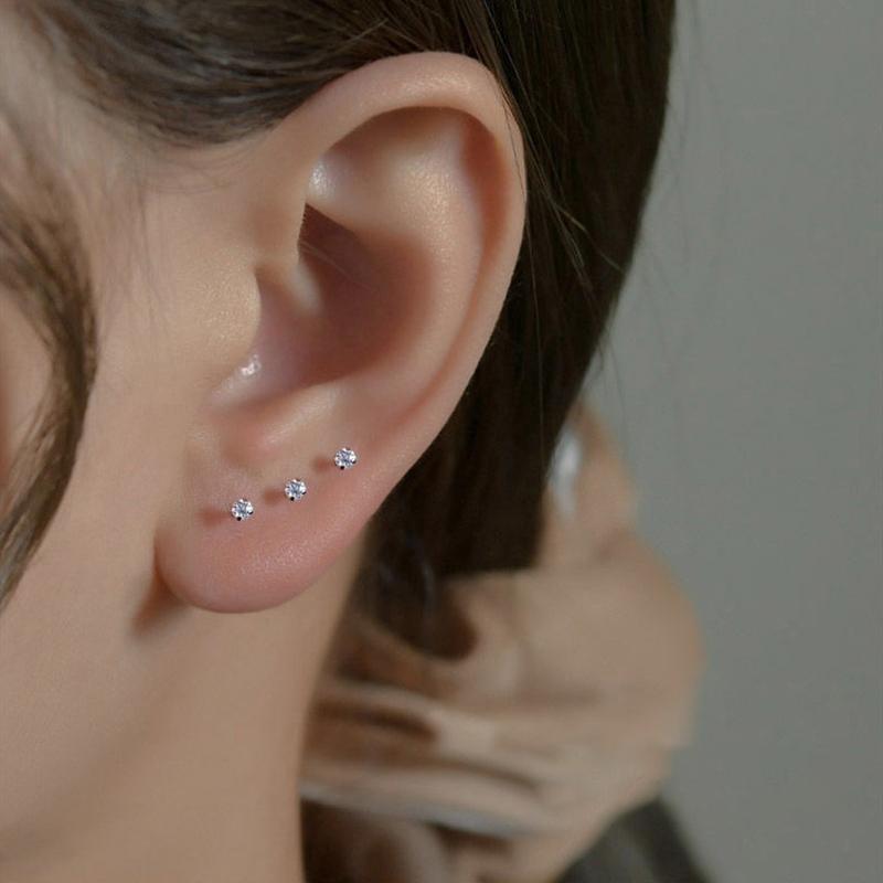 1Pcs Titanium Steel Zircon Stud Earrings For Women Girls Party  Fine Jewelry Gift