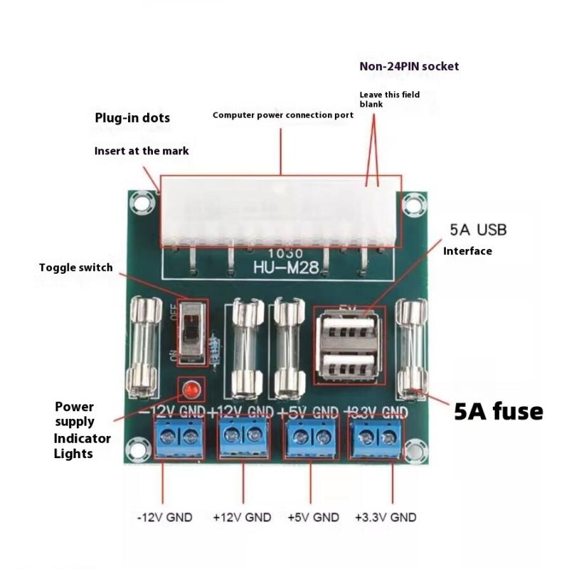 1 Piece Power Adapter Supply Test Module Power Supply Circuit Outlet Module Hu-M28W Desktop Pc Power Atx Transfer Board