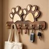 Wall Hook with Dog Paw Shape Key Holder Wood with Anti-Rust Metal Hooks Organizer for Keys Pet Leashes Scarves Small Items