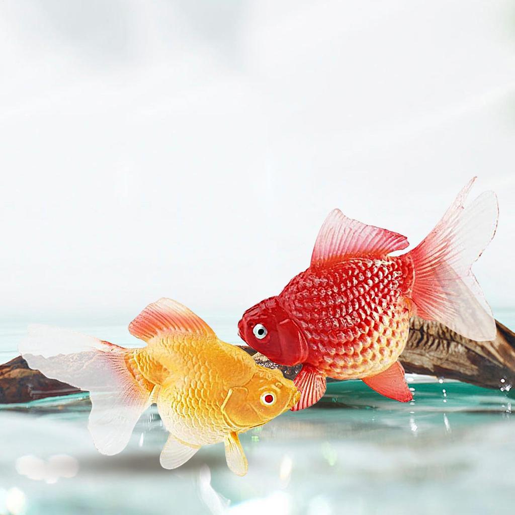 2 Stück Goldfisch-Attrappen Künstliche Aquarium-Fische aus Kunststoff Modell Realistisch Bewegliche Fische Schwimmende Fischbehälter-Dekoration für Aquarien