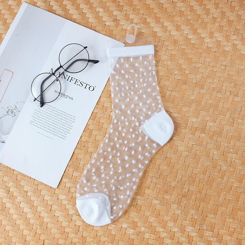 Summer Breathable Crystal Silk Stockings Women Invisible Transparent Mesh Lace Socks School Student Sports Casual Leisure Socks
