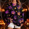 Women's Fashion Casual Halloween Print Neck Sweatshirt